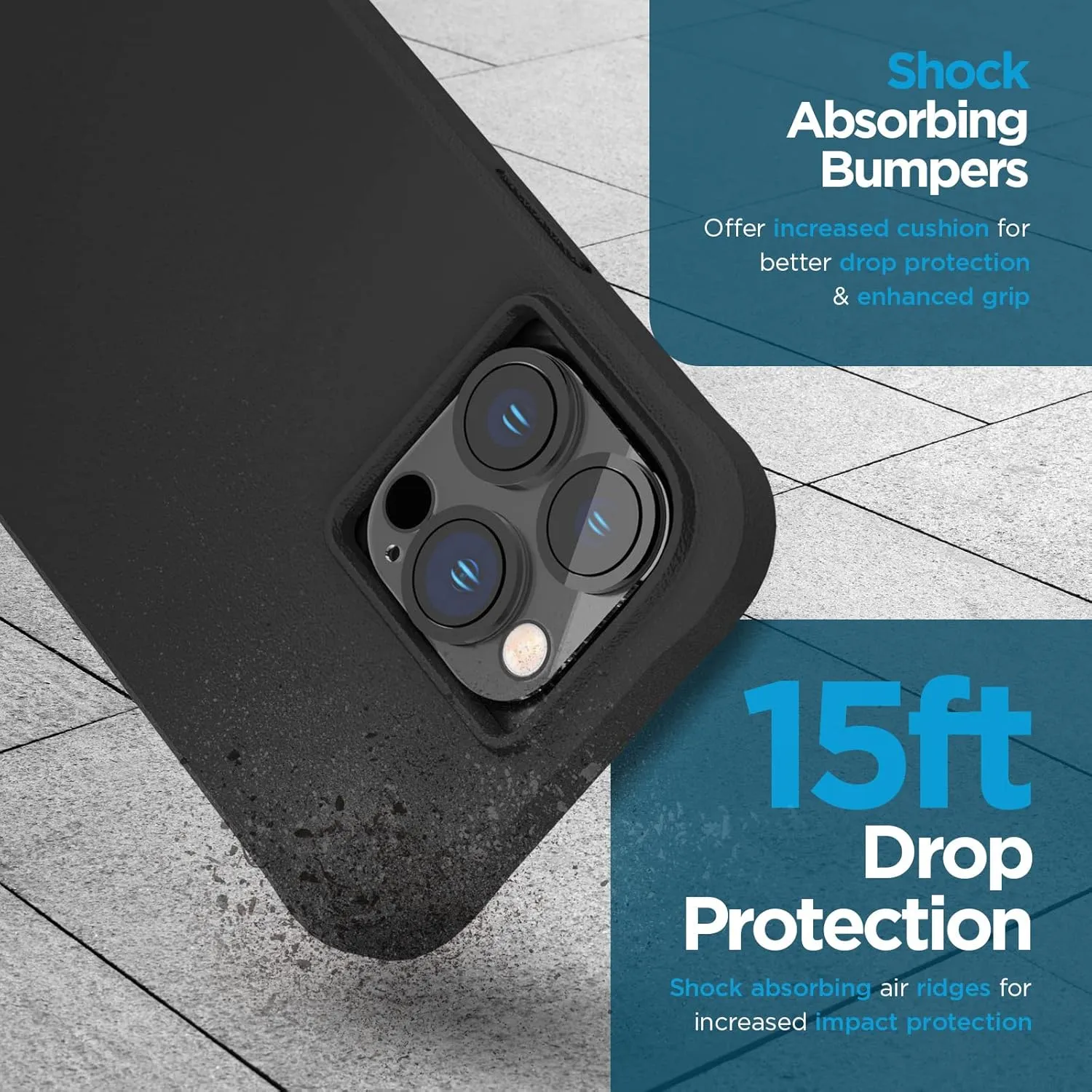 Case-Mate [3 in 1 Protection Pack - iPhone 14 Pro Max Case (Tough Black), Tempered Glass & Lens Protector - 15ft Drop Protection, Compatible with MagSafe & Wireless Charging - Shockproof Anti Scratch
