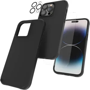 Case-Mate [3 in 1 Protection Pack - iPhone 14 Pro Max Case (Tough Black), Tempered Glass & Lens Protector - 15ft Drop Protection, Compatible with MagSafe & Wireless Charging - Shockproof Anti Scratch