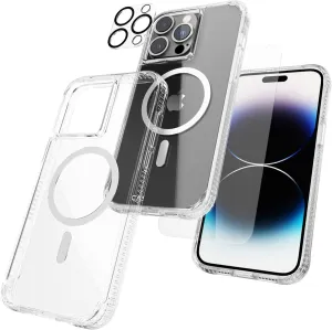 Case-Mate [3 in 1 Protection Pack - iPhone 14 Pro Max Case (Tough Clear), Tempered Glass & Lens Protector-15ft Drop Protection, Compatible with MagSafe & Wireless Charging - Shockproof Anti Yellowing