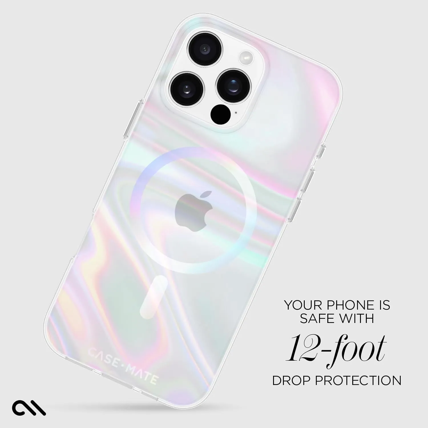 Case-Mate iPhone 16 Pro Max Case [Compatible with MagSafe] - Stylish Iridescent Phone Case with 12ft Drop Protection - Premium Magnetic Cover for iPhone 16 Pro Max - Soap Bubble