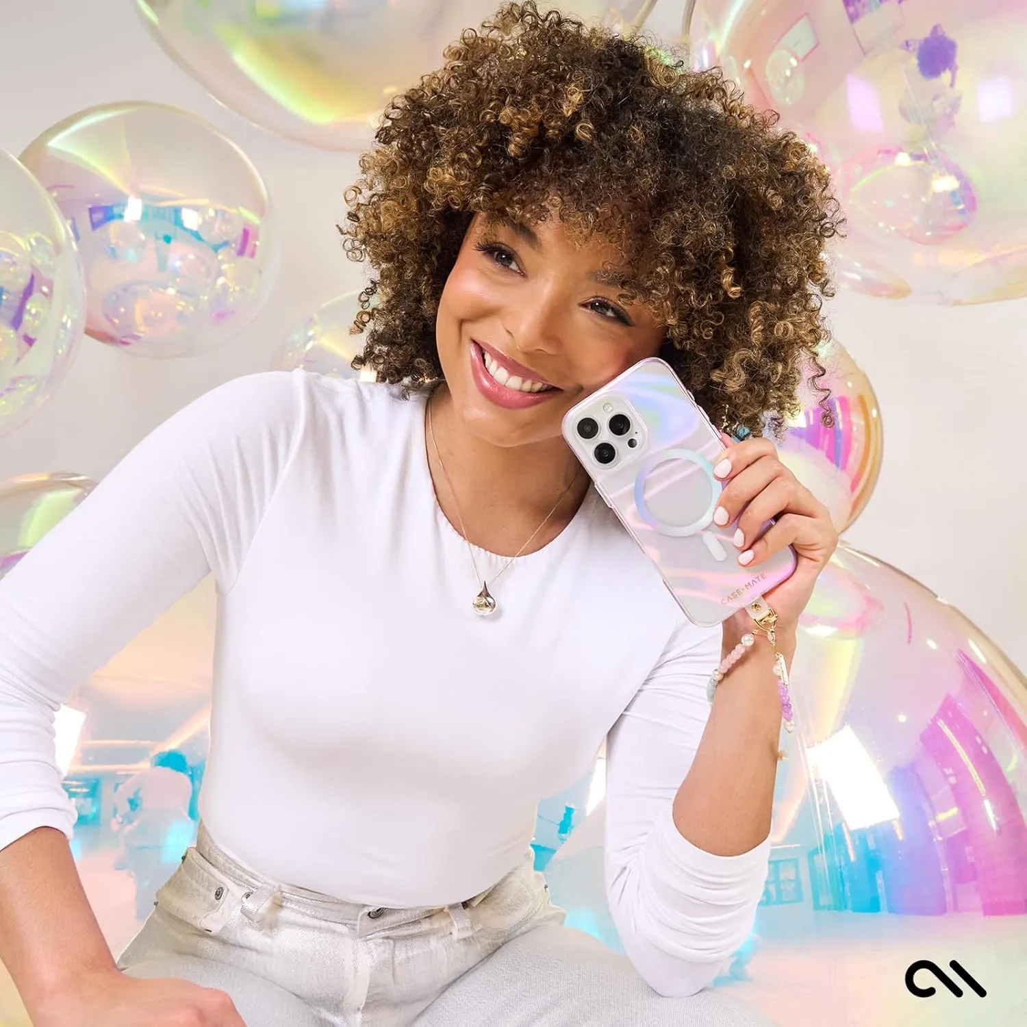 Case-Mate iPhone 16 Pro Max Case [Compatible with MagSafe] - Stylish Iridescent Phone Case with 12ft Drop Protection - Premium Magnetic Cover for iPhone 16 Pro Max - Soap Bubble