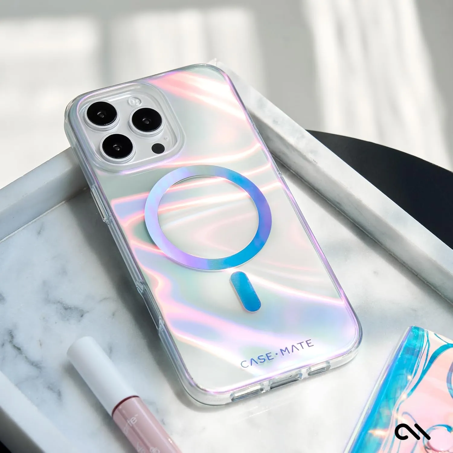 Case-Mate iPhone 16 Pro Max Case [Compatible with MagSafe] - Stylish Iridescent Phone Case with 12ft Drop Protection - Premium Magnetic Cover for iPhone 16 Pro Max - Soap Bubble