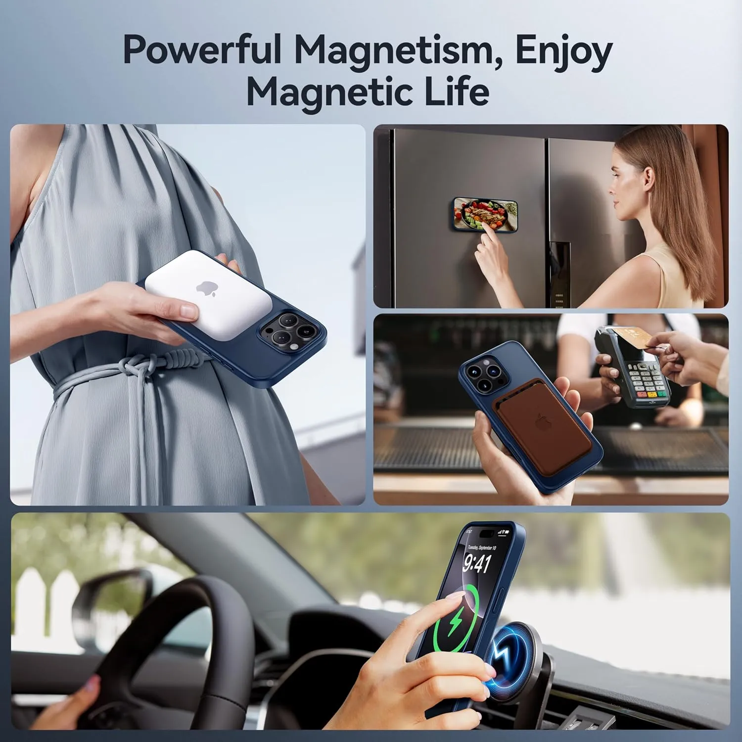 CASEKOO Designed for iPhone 16 Pro Case with Magnetic Invisible Stand [Military Drop Protection] [Compatible with MagSafe] Shockproof Slim Translucent Matte Case 6.3 Inch, Blue