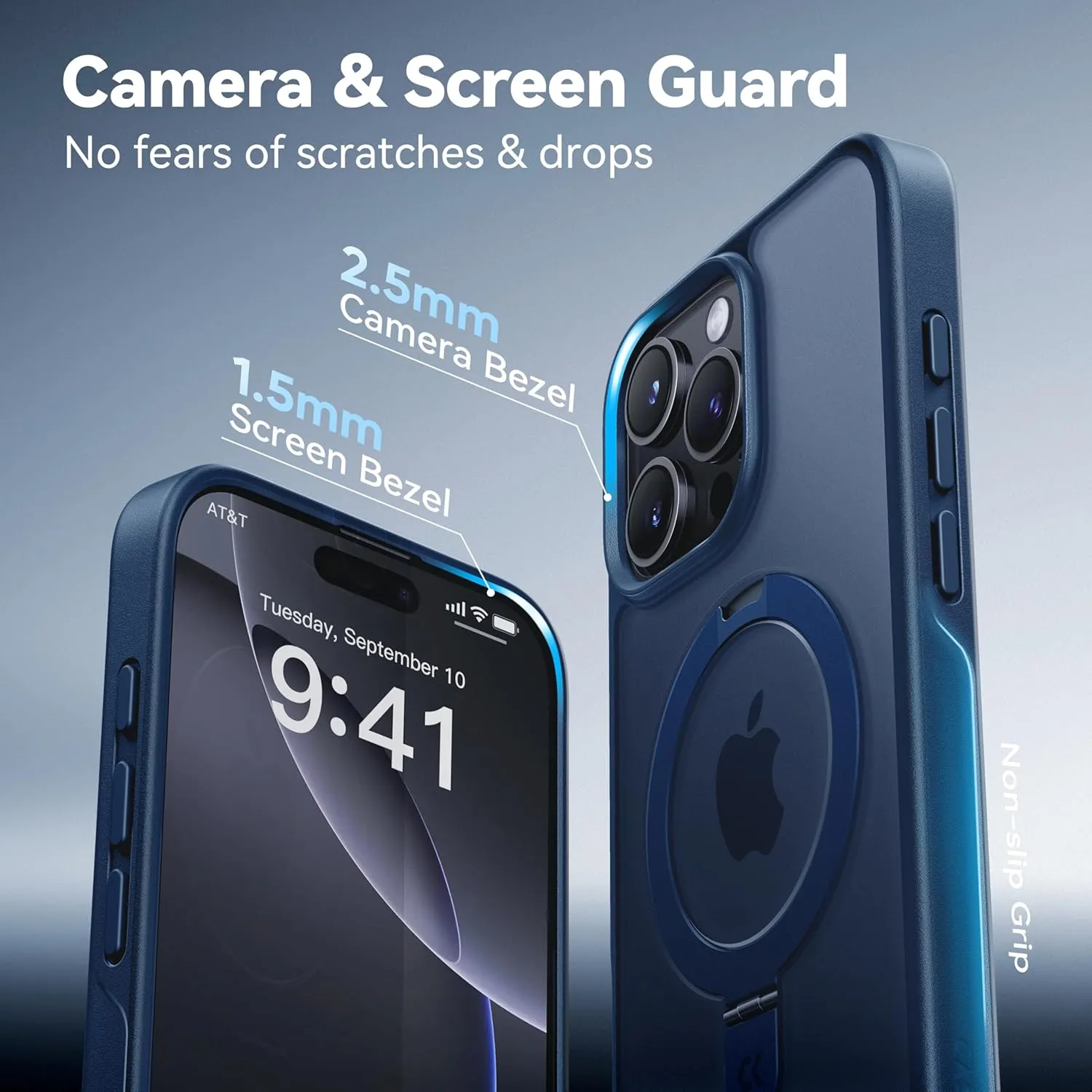 CASEKOO Designed for iPhone 16 Pro Case with Magnetic Invisible Stand [Military Drop Protection] [Compatible with MagSafe] Shockproof Slim Translucent Matte Case 6.3 Inch, Blue