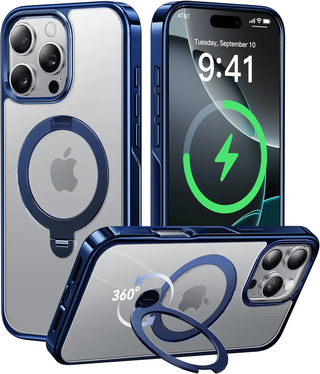 CASEKOO Titanium 360° Rotatable Magnetic Stand for iPhone 16 Pro Max Case [Compatible with Magsafe][16FT Military Protection] Slim Phone 16 ProMax Case with Stand Ring Kickstand 6.9'', Blue