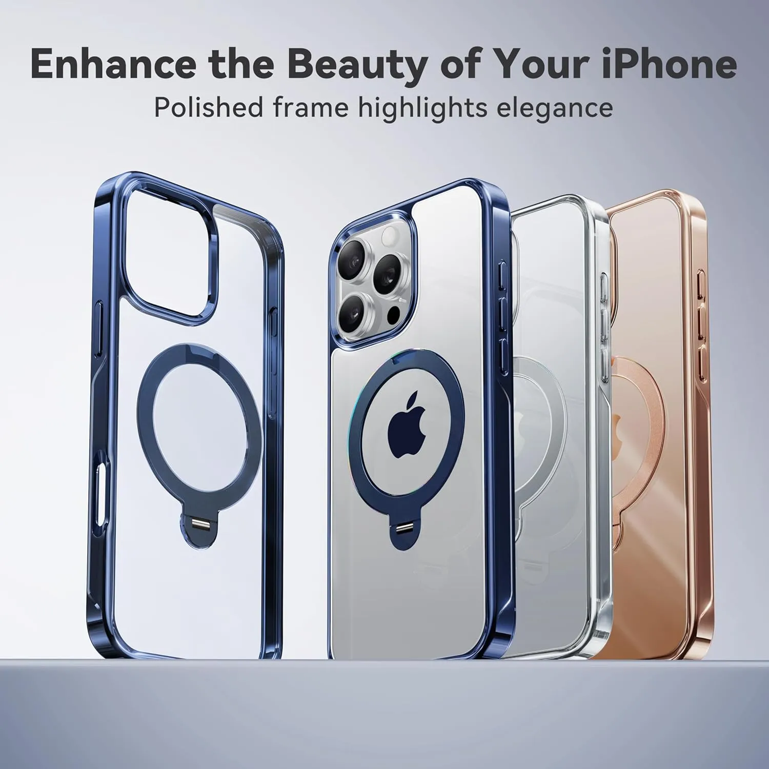 CASEKOO Titanium 360° Rotatable Magnetic Stand for iPhone 16 Pro Max Case [Compatible with Magsafe][16FT Military Protection] Slim Phone 16 ProMax Case with Stand Ring Kickstand 6.9'', Blue