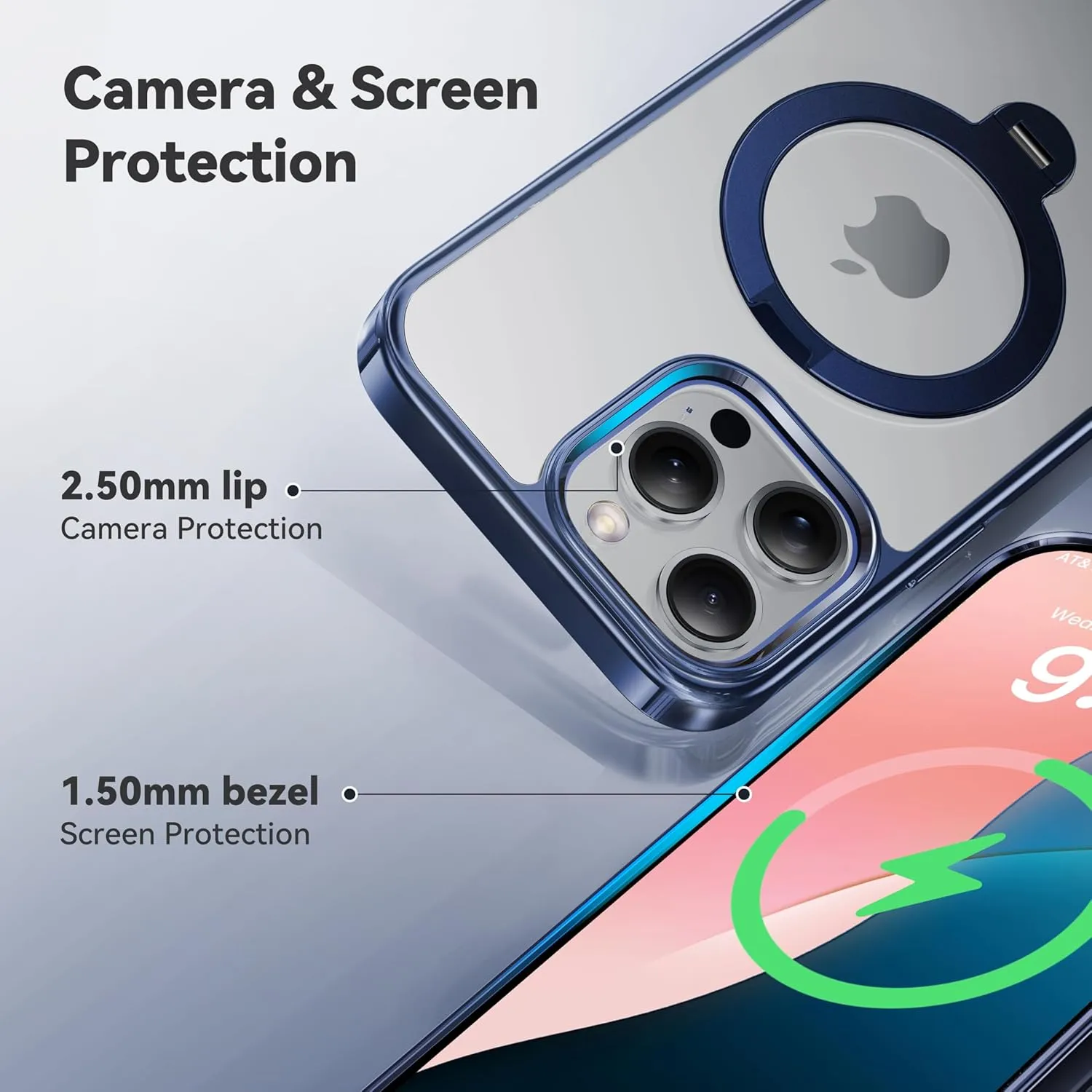 CASEKOO Titanium 360° Rotatable Magnetic Stand for iPhone 16 Pro Max Case [Compatible with Magsafe][16FT Military Protection] Slim Phone 16 ProMax Case with Stand Ring Kickstand 6.9'', Blue