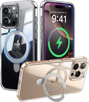 CASEKOO Ultra Magnetic for iPhone 16 Pro Max Case with Invisible Stand [Compatible with MagSafe] [16FT Military-Grade Protection] Phone Grip Transparent Slim 16 Pro Max Cover 6.9'', Clear