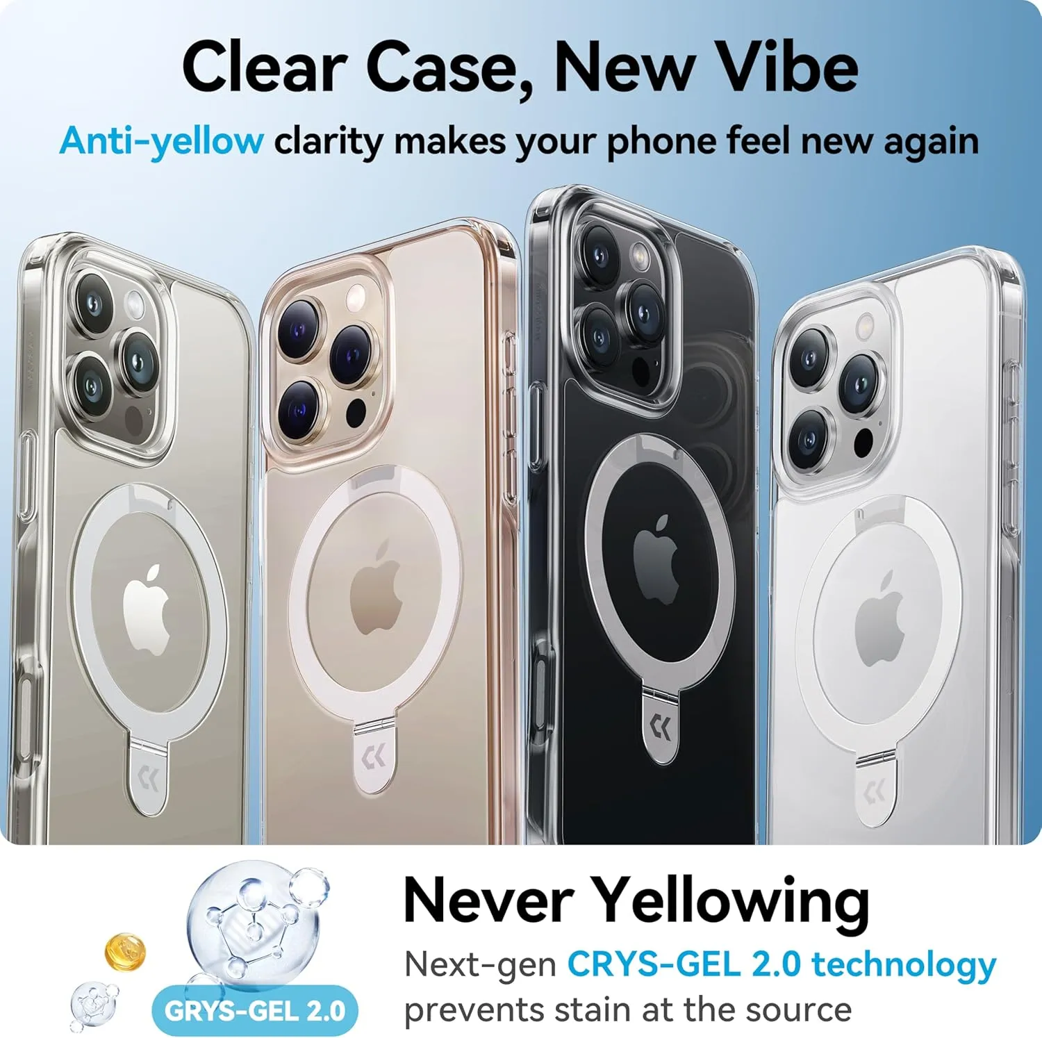 CASEKOO Ultra Magnetic for iPhone 16 Pro Max Case with Invisible Stand [Compatible with MagSafe] [16FT Military-Grade Protection] Phone Grip Transparent Slim 16 Pro Max Cover 6.9'', Clear