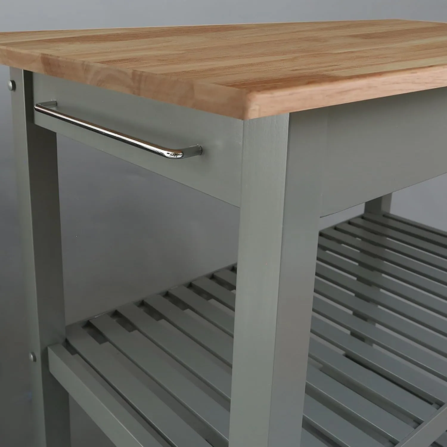 Casual Home Kitchen Island with Solid American Hardwood Top, Slate Gray, 40" W (373-932)