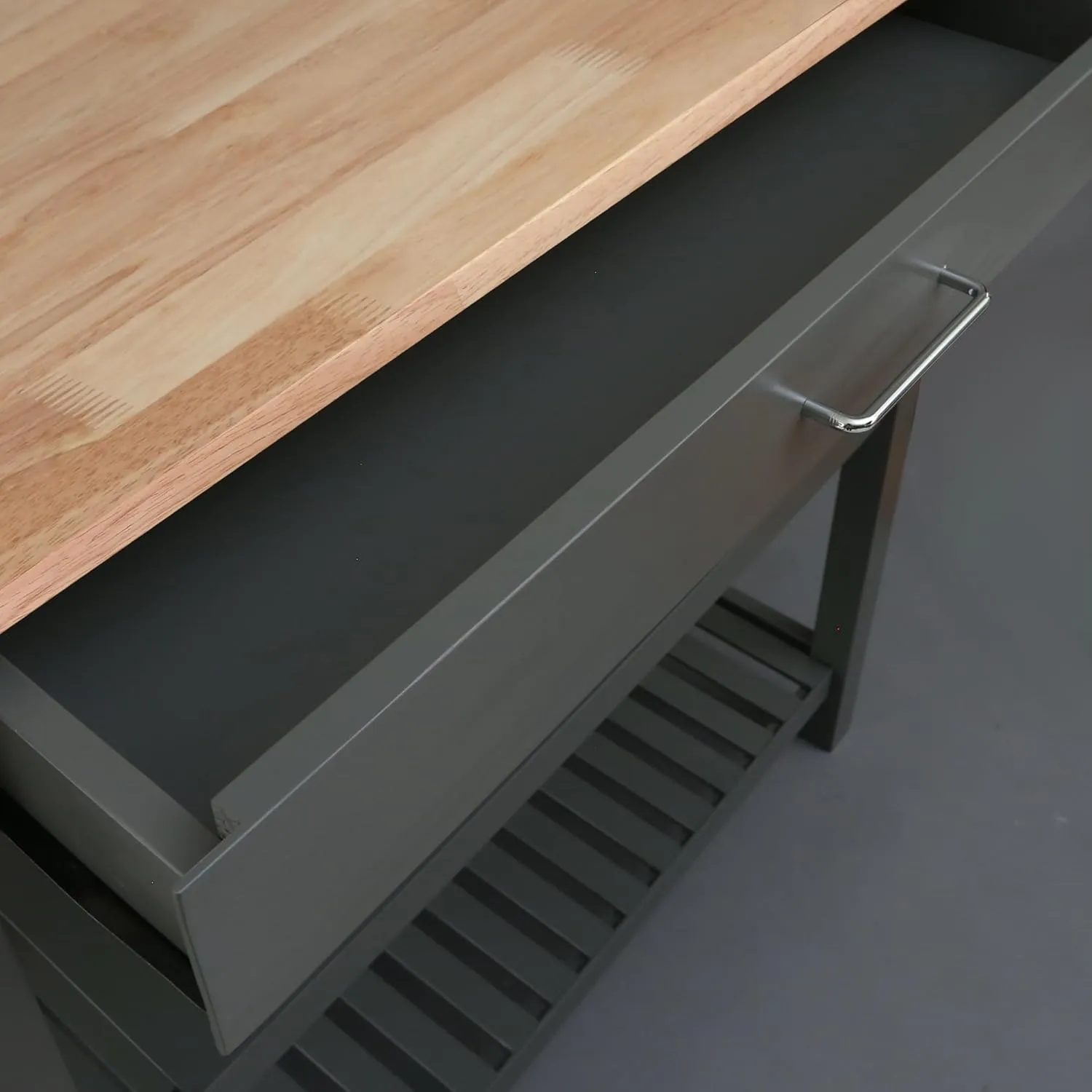 Casual Home Kitchen Island with Solid American Hardwood Top, Slate Gray, 40" W (373-932)