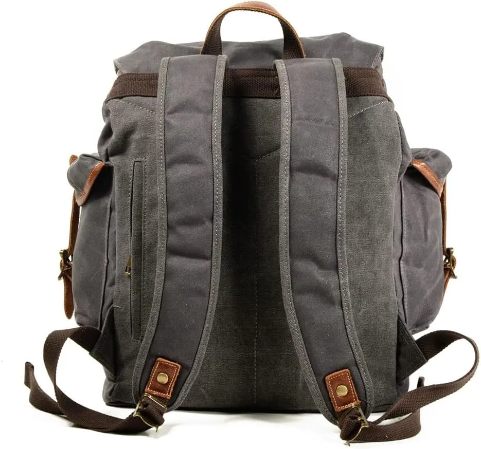 Casual Outdoor Rucksack Retro Contrast Color Backpack Men's Canvas Bag Travel Eating Chicken Denim Backpack(E)