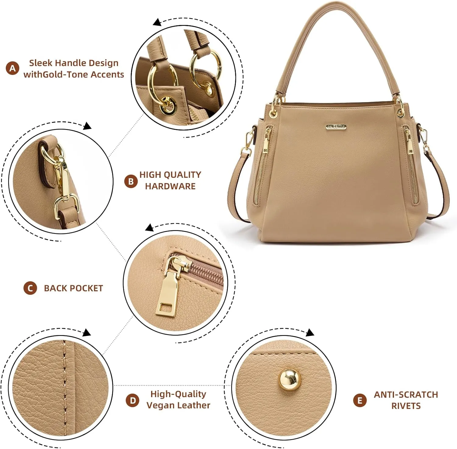 celestina Women Tote Bag Medium Designer Satchel Handbag, Top-Handle Purse with Strap, Fits 15-inch Laptop
