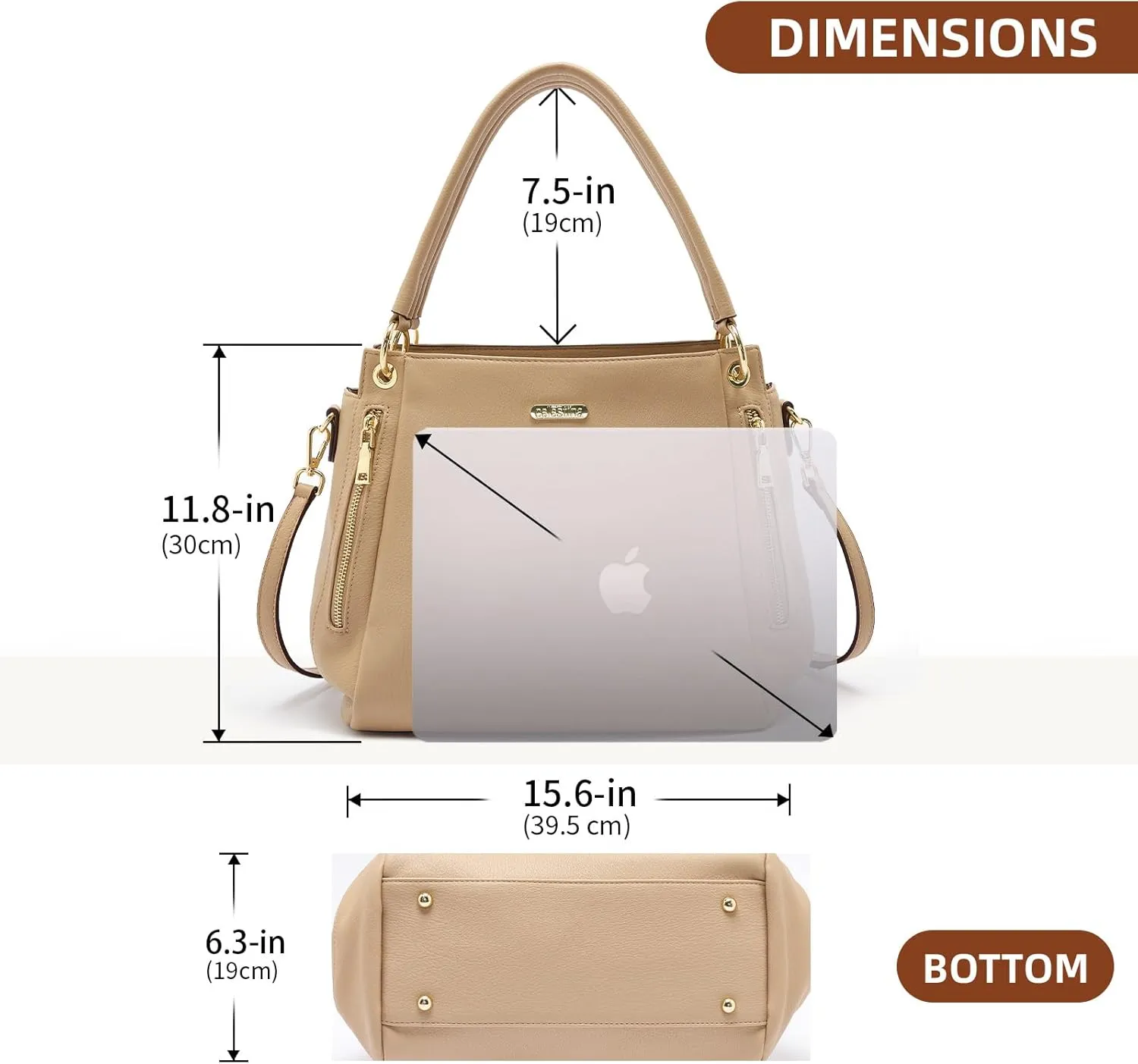 celestina Women Tote Bag Medium Designer Satchel Handbag, Top-Handle Purse with Strap, Fits 15-inch Laptop