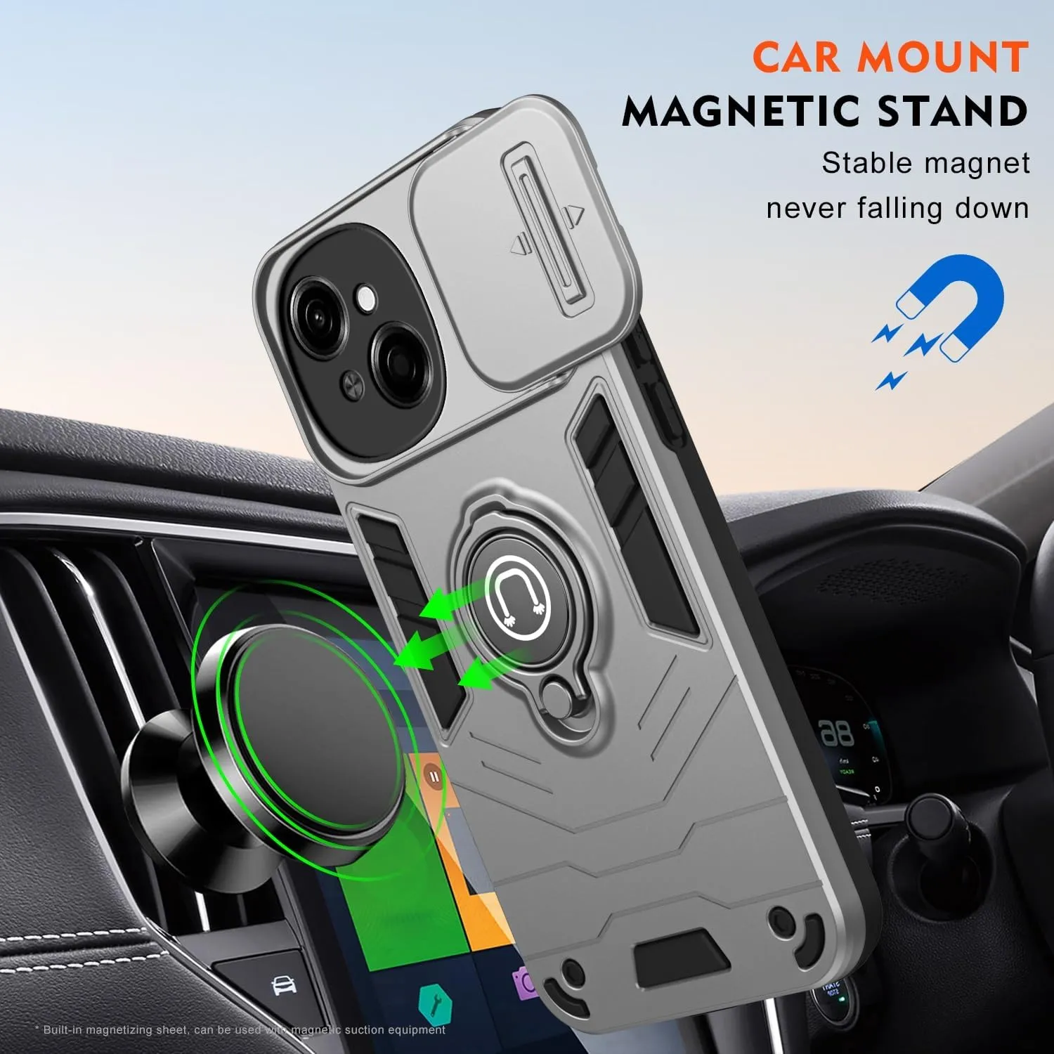 Cell Phone Case Compatible with Tecno Spark Go 1 Case with Kickstand & Slide Camera Cover, Shockproof Military-Grade Case Rugged Protective Cover Compatible with Tecno Spark Go 1 Phone Durable Protect