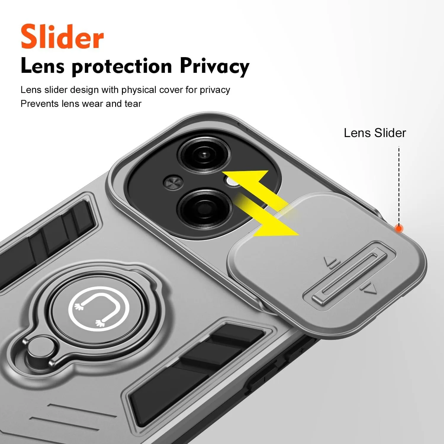 Cell Phone Case Compatible with Tecno Spark Go 1 Case with Kickstand & Slide Camera Cover, Shockproof Military-Grade Case Rugged Protective Cover Compatible with Tecno Spark Go 1 Phone Durable Protect