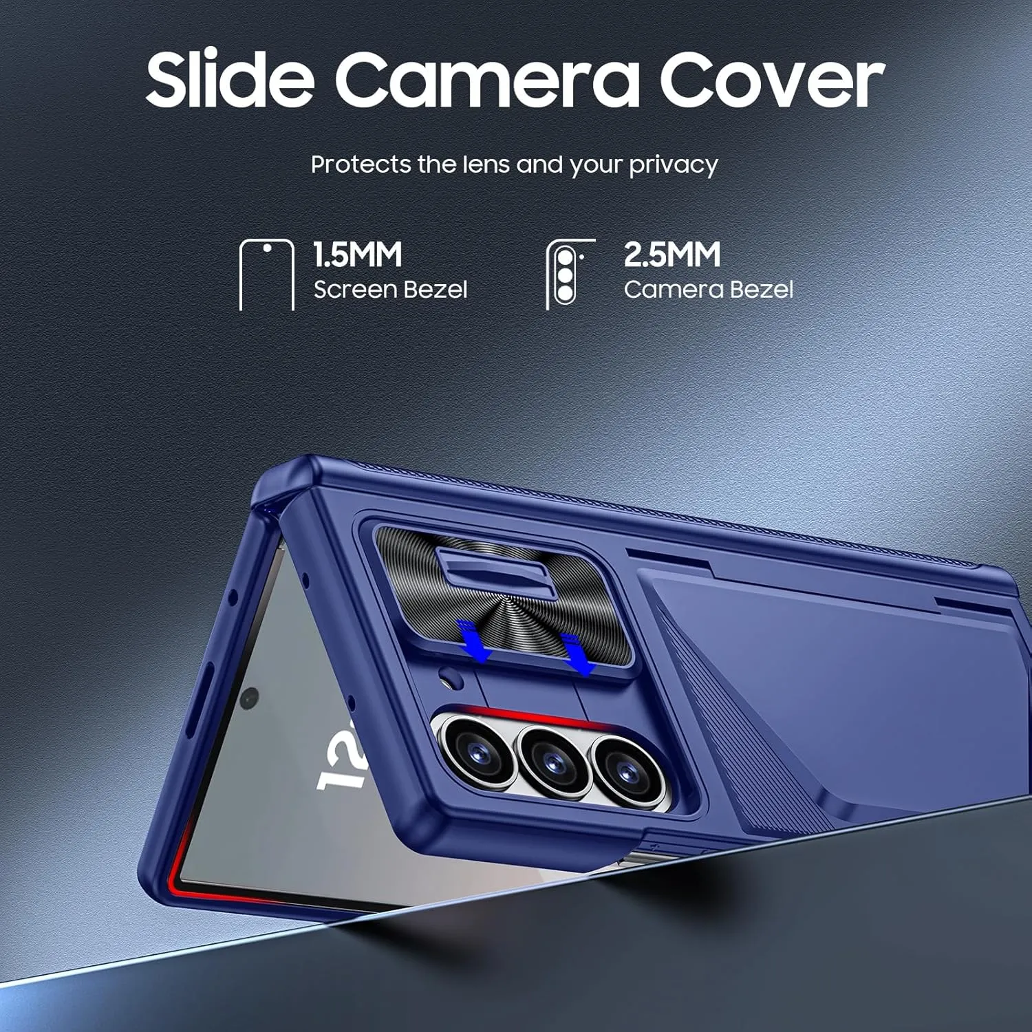 CENMASO for Samsung Galaxy Z Fold 6 Case with Wallet Card Holder & Slide Camera Cover & Hinge Protection & Screen Protector [RFID Blocking] Full-Body Shockproof Protection Case for Z Fold 6-Blue