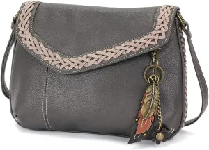 CHALA Braided Boho Crossbody Bag with Metal Keychain -Ink