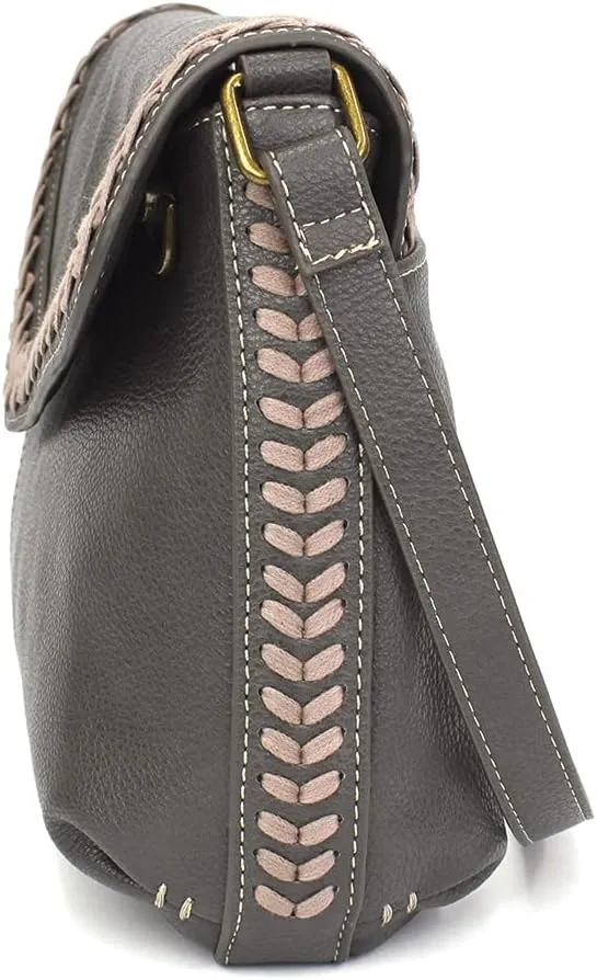 CHALA Braided Boho Crossbody Bag with Metal Keychain -Ink