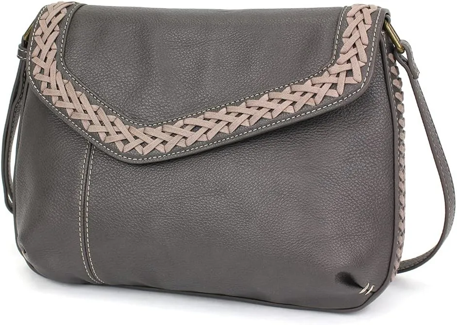 CHALA Braided Boho Crossbody Bag with Metal Keychain -Ink