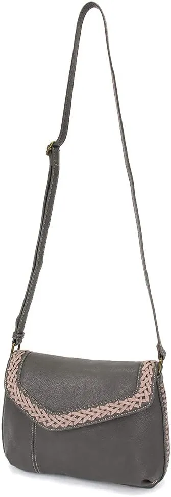 CHALA Braided Boho Crossbody Bag with Metal Keychain -Ink