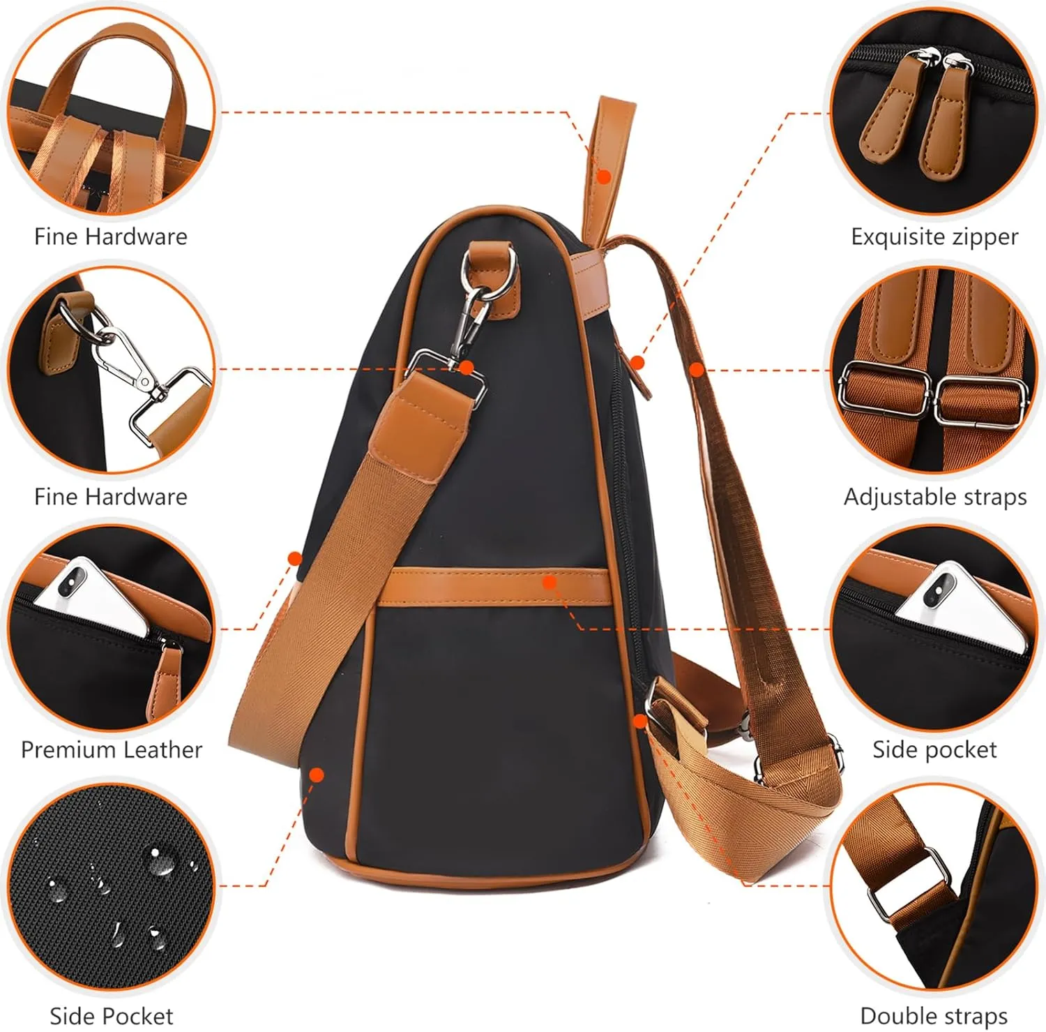 CHARMORE Women Travel Backpack Anti Theft Rucksack Nylon Waterproof Casual Daypacks Lightweight Backpack