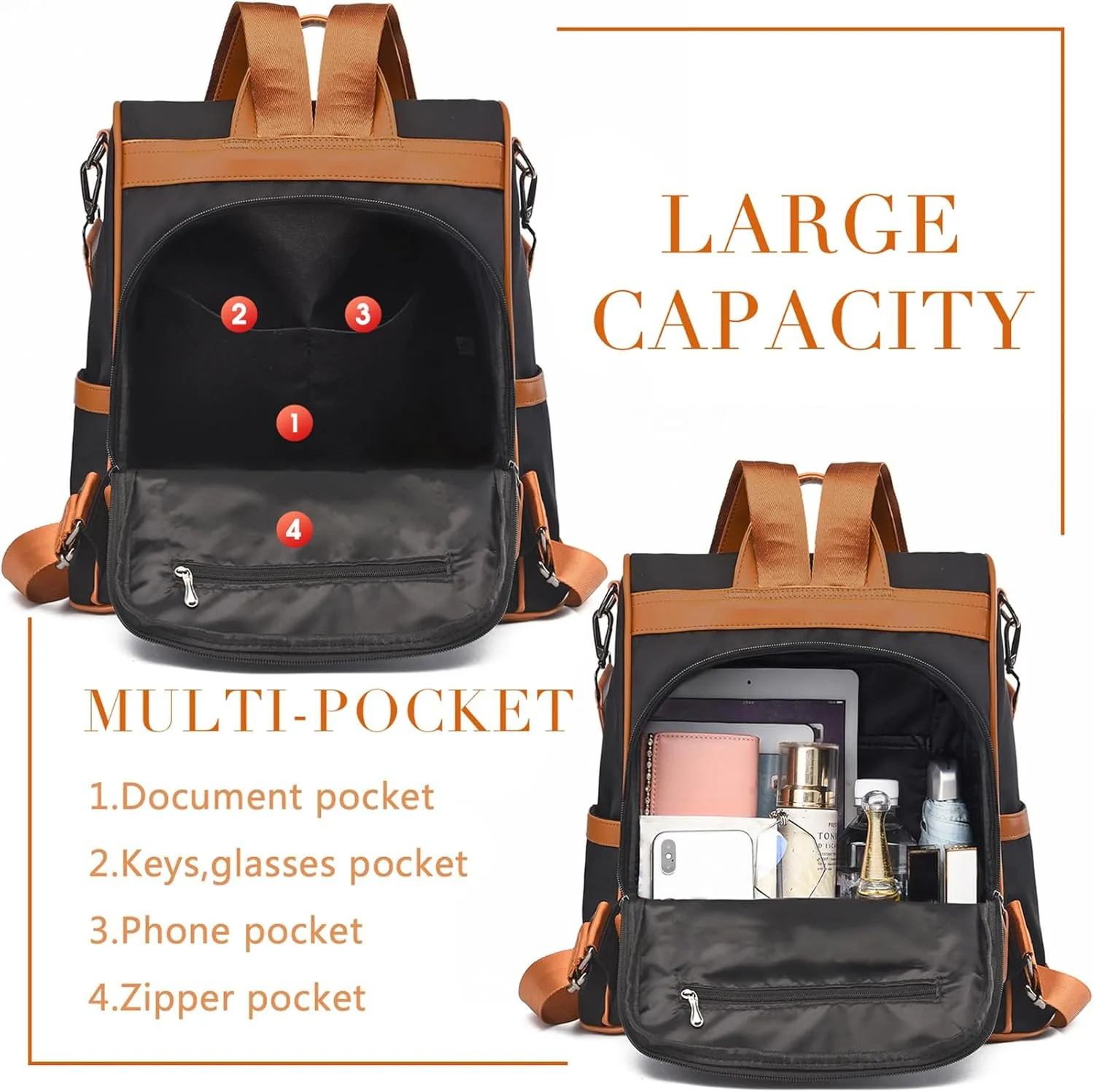 CHARMORE Women Travel Backpack Anti Theft Rucksack Nylon Waterproof Casual Daypacks Lightweight Backpack