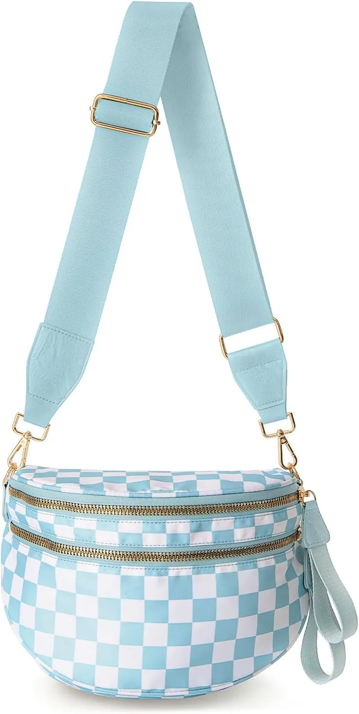 Checkered Crossbody Bag Bum Bags For Women Checkerboard Purse Plaid Pattern Colorblock Fanny Pack
