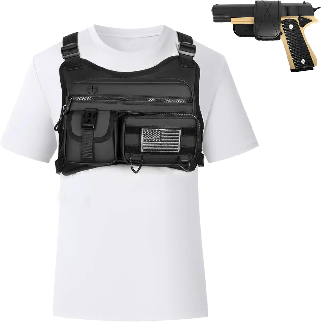 Chest Bag For Men, Water Resistant Lightweight Running Vest with Extra Storage Tactical Chest Pack for Workouts, Cycling, Hiking