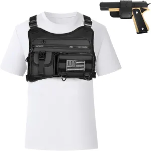 Chest Bag For Men, Water Resistant Lightweight Running Vest with Extra Storage Tactical Chest Pack for Workouts, Cycling, Hiking