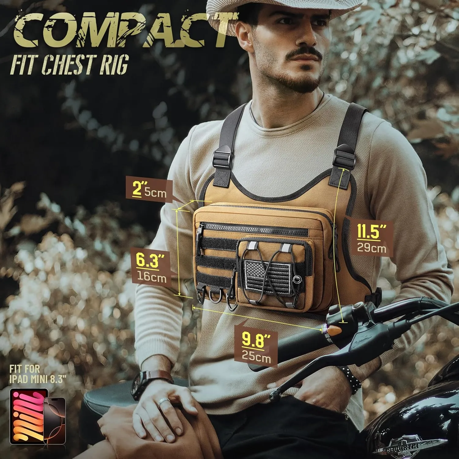 Chest Bag for Men Women, Tactical Chest Rig with Holster, Outdoor Sport Chest Pack for Running, Hiking, Cycling, Workouts