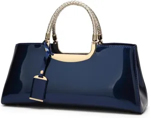 Chikencall Women PU Patent Leather Tote Handbag Glossy Top-handle Purse Evening Shoulder Bag Ladies Wedding Satchel