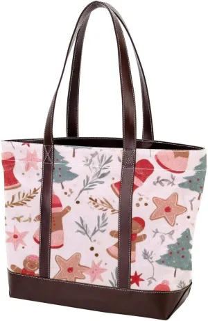 Christmas Stocking Fashion Washed Durable Leather Purse Bag for Women Top Handle Ladies Shoulder Bags with Pockets Zipper