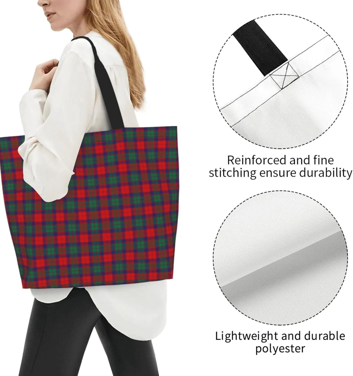 Clan Mackay Tartan Plaid Scottish Tote Bag For Women Weekender Travel Bag Reusable Grocery Bags Large Totes Handbags