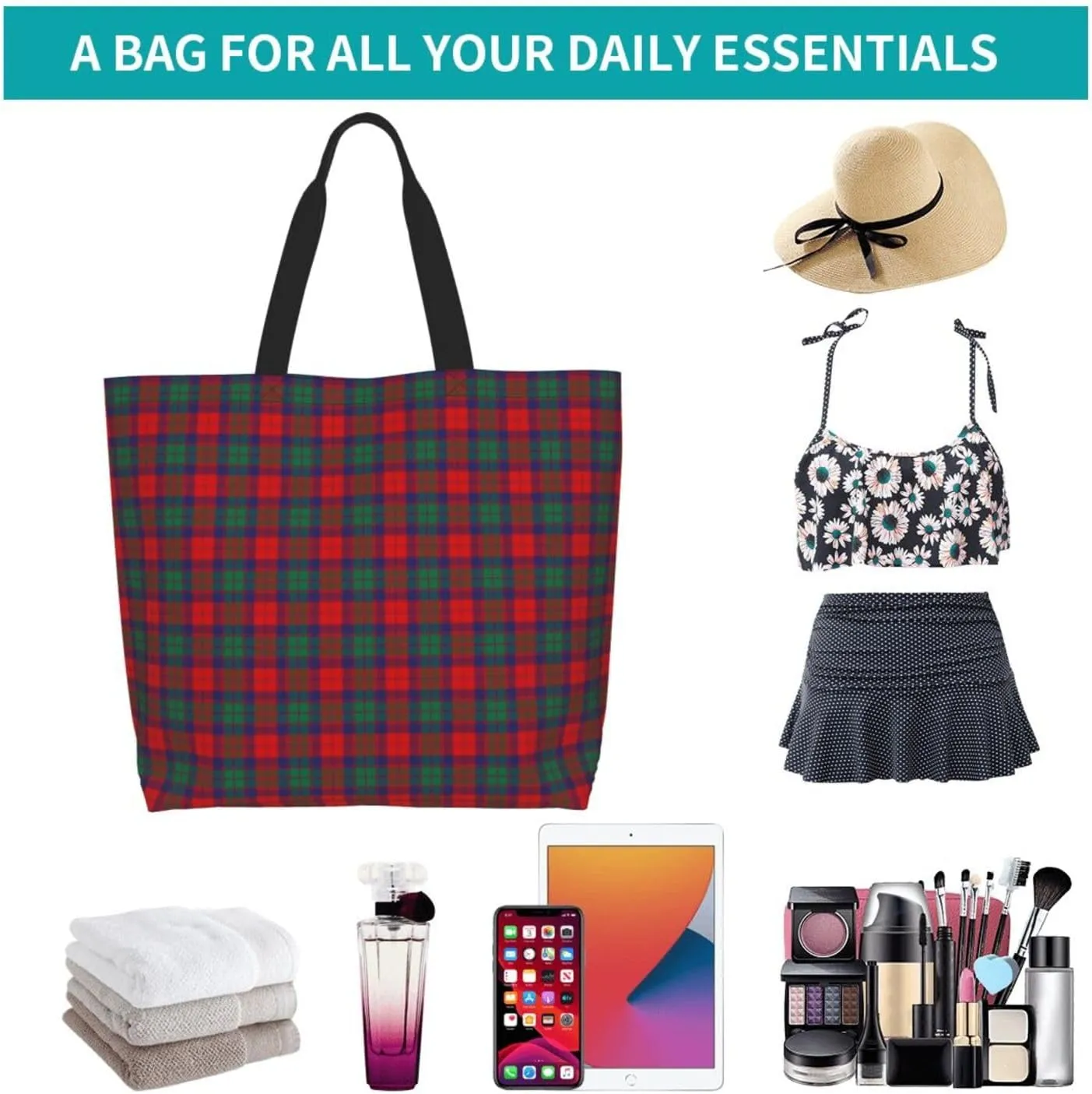 Clan Mackay Tartan Plaid Scottish Tote Bag For Women Weekender Travel Bag Reusable Grocery Bags Large Totes Handbags