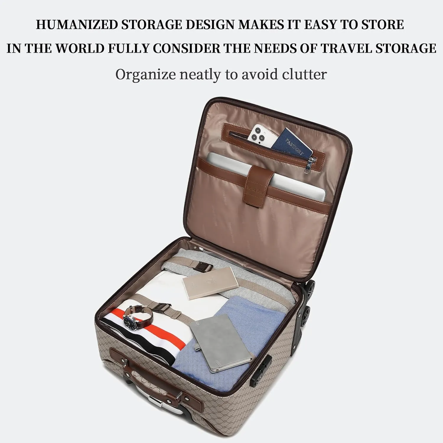 Classic Boarding Travel Box Luggage, 16 inch, Fashionable Premium Trolley with TSA Lock & Spinner Wheels, Wear Resistant and Drop Resistant, Large Capacity Carry-On Cabin Bag Suitcase