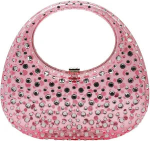 Clear Acrylic Clutch Purse Sparkle Rhinestone Evening Bag Acrylic Top-handle Handbag for Party Banquet
