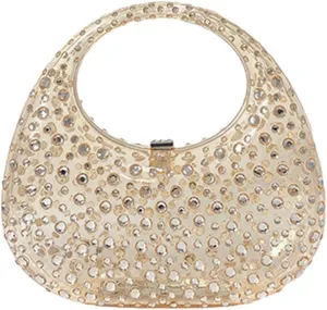 Clear Acrylic Clutch Purse Sparkle Rhinestone Evening Bag Acrylic Top-handle Handbag for Party Banquet