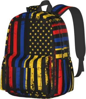 Colombian American Flag Colombia Roots America Laptop Commuter Backpack Shoulder Bag Casual Back Pack Daypack Bags With Side Pockets For Work Travel Daily Use