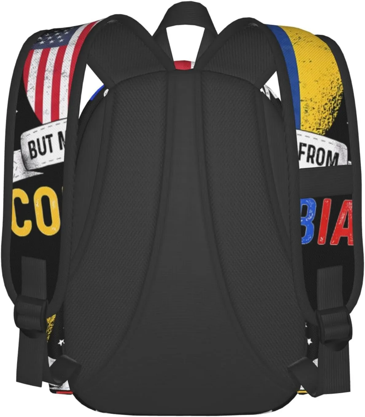Colombian American Patriot Heart Is From Colombia Flag Laptop Commuter Backpack Shoulder Bag Casual Back Pack Daypack Bags With Side Pockets For Work Travel Daily Use