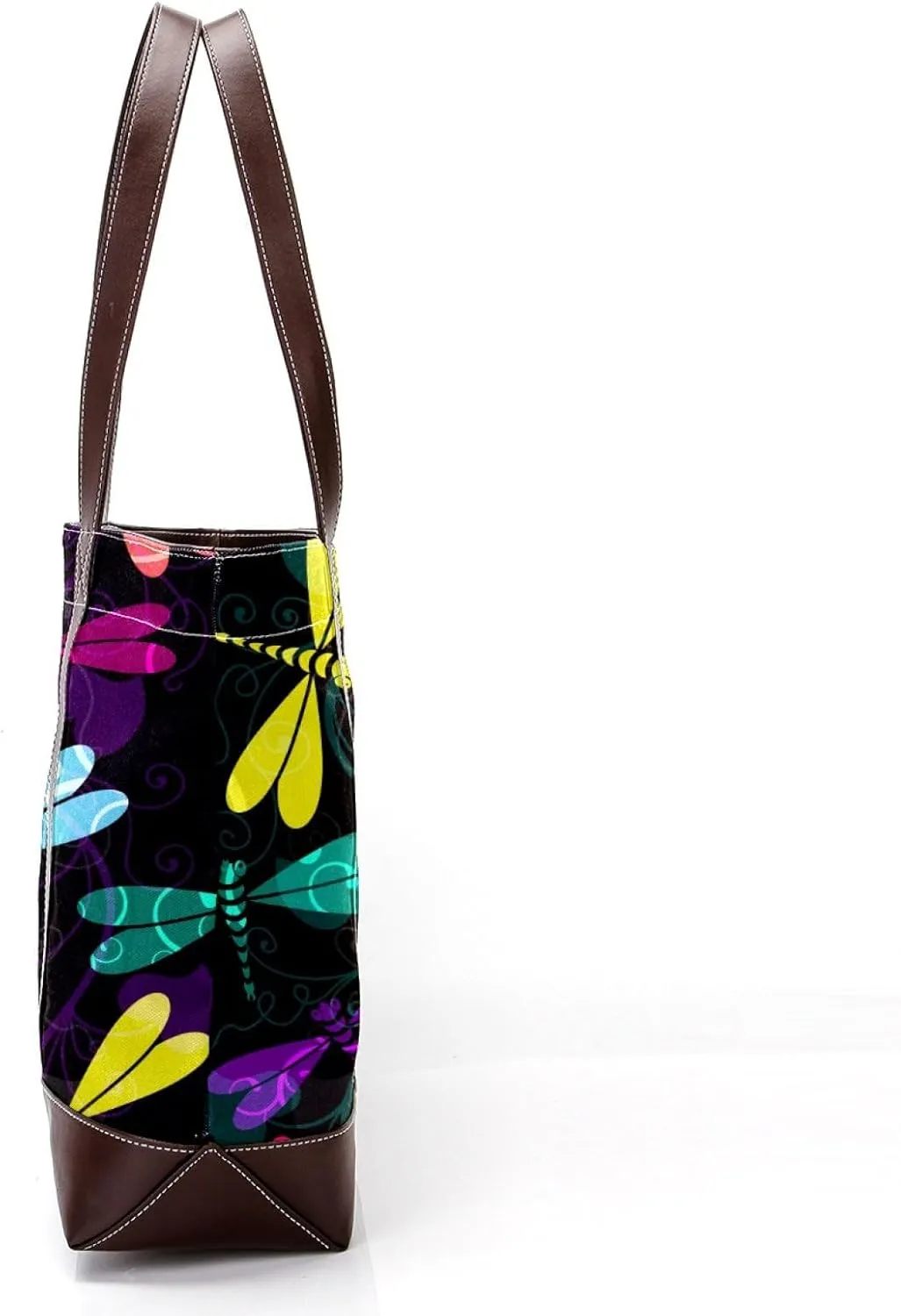 Colorful Dragonfly Shoulder Purses for Women Large Soft Washed Leather Purses and Durable Handbags