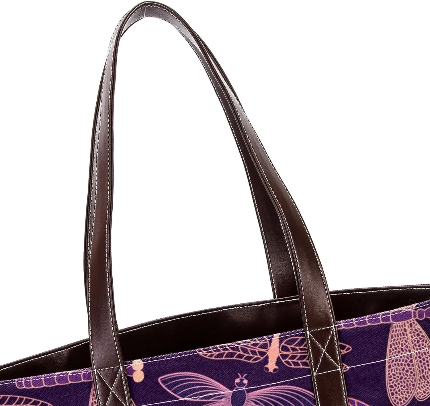 Colorful Dragonfly Shoulder Purses for Women Large Soft Washed Leather Purses and Durable Handbags