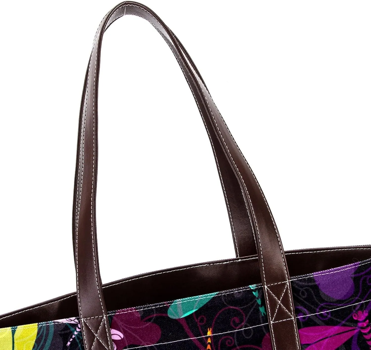 Colorful Dragonfly Shoulder Purses for Women Large Soft Washed Leather Purses and Durable Handbags