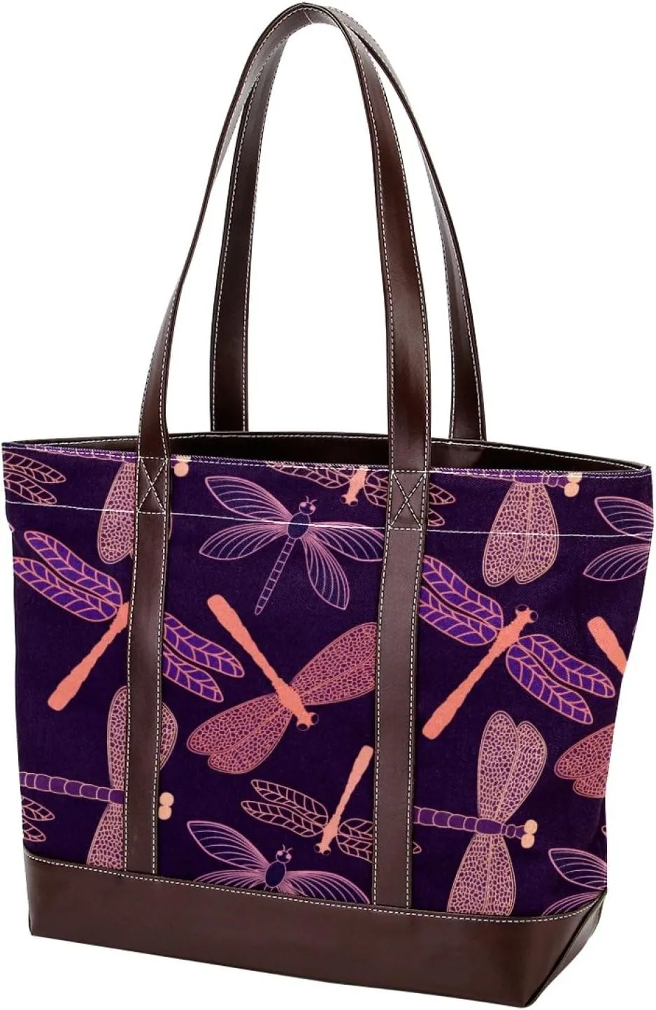 Colorful Dragonfly Shoulder Purses for Women Large Soft Washed Leather Purses and Durable Handbags