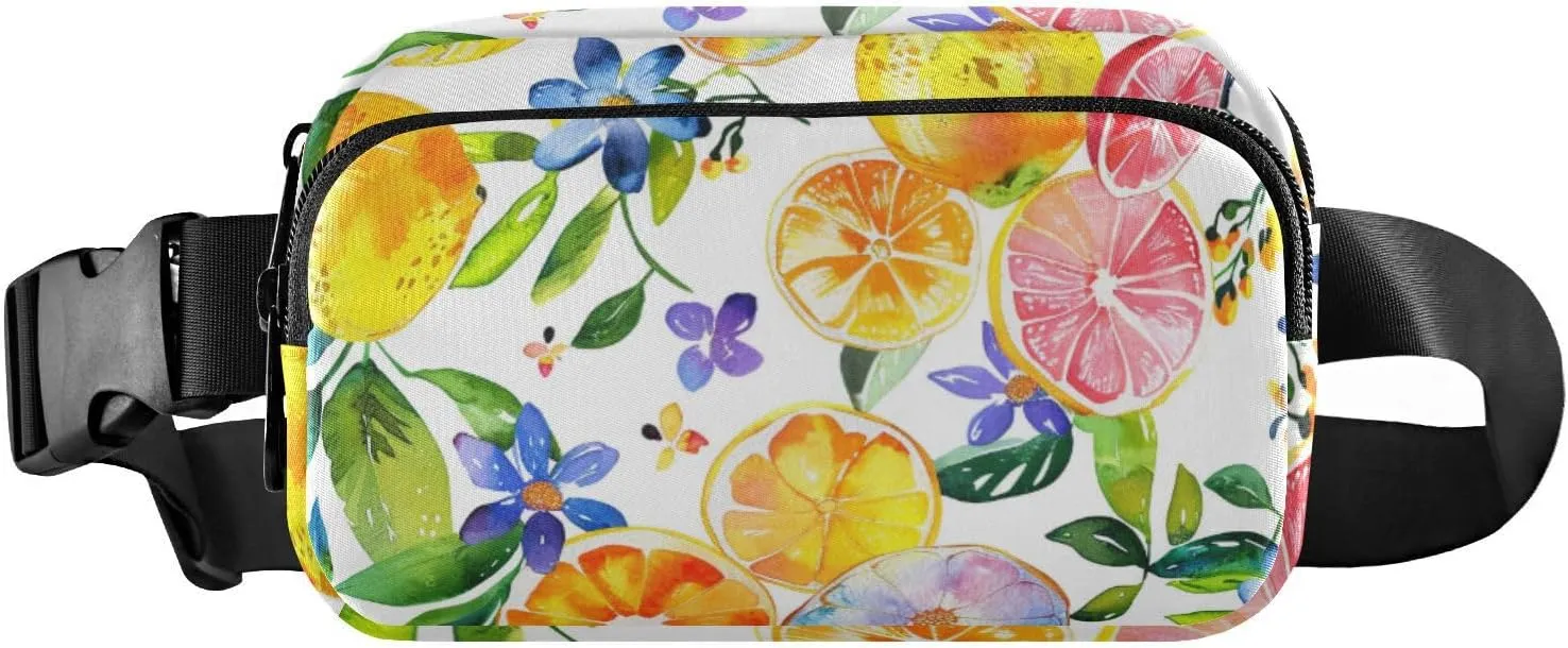 Colorful Lemon Crossbody Bags, Belt Bag with Adjustable Strap,Waist Bag with Adjustable Belt, Main Zippered Pocket, Quick Stash Pocket