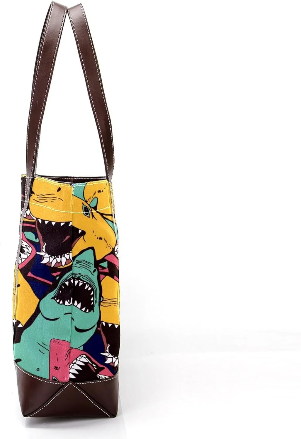Colorful Ocean Shark Shoulder Purses for Women Large Soft Washed Leather Purses and Durable Handbags