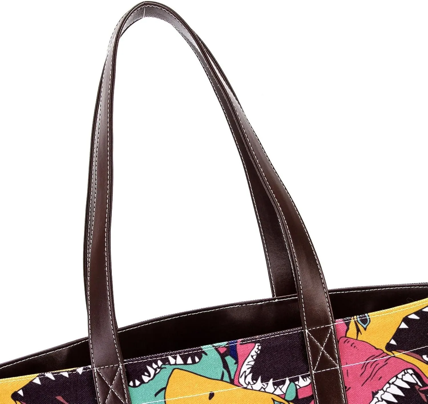 Colorful Ocean Shark Shoulder Purses for Women Large Soft Washed Leather Purses and Durable Handbags