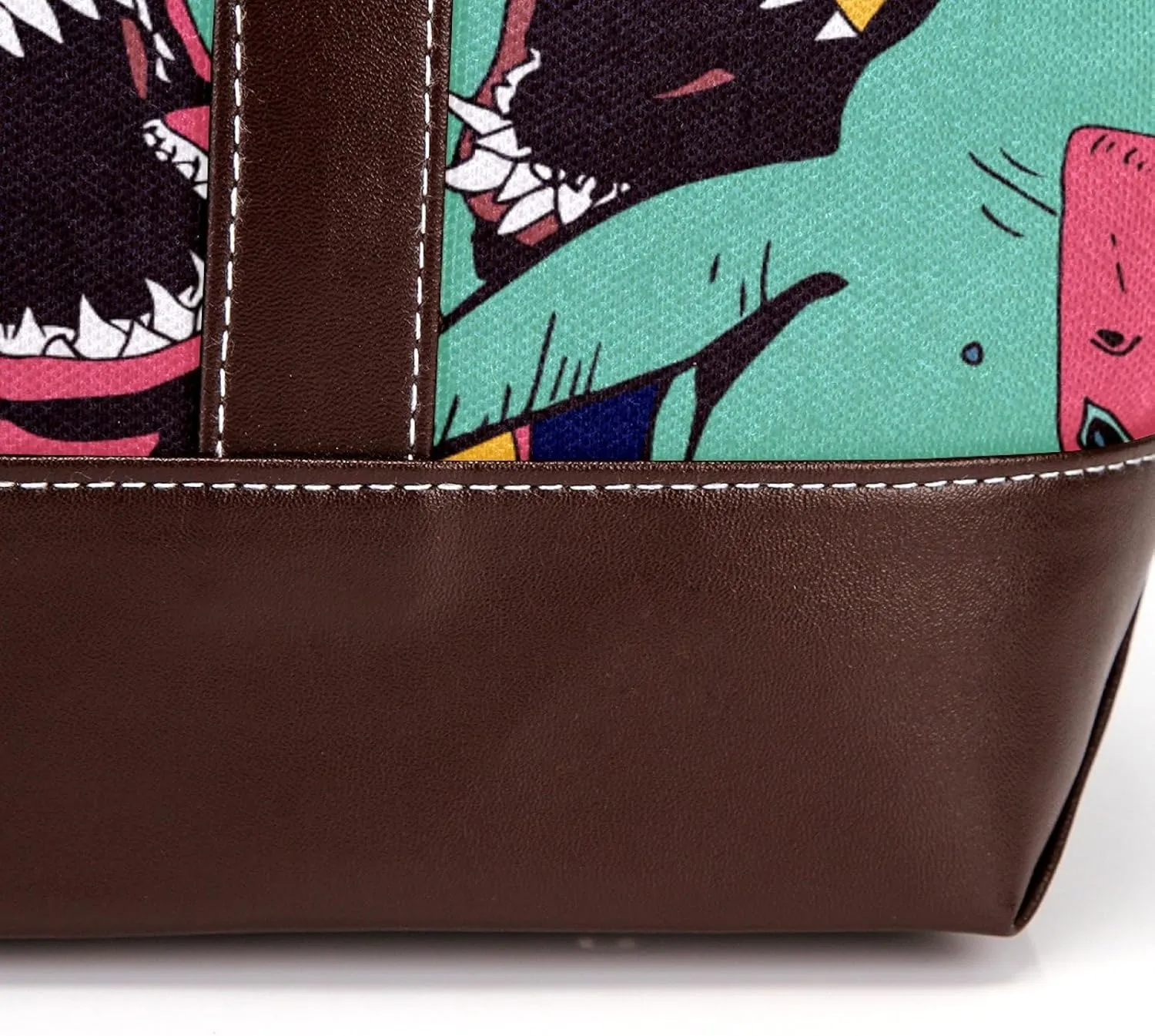 Colorful Ocean Shark Shoulder Purses for Women Large Soft Washed Leather Purses and Durable Handbags