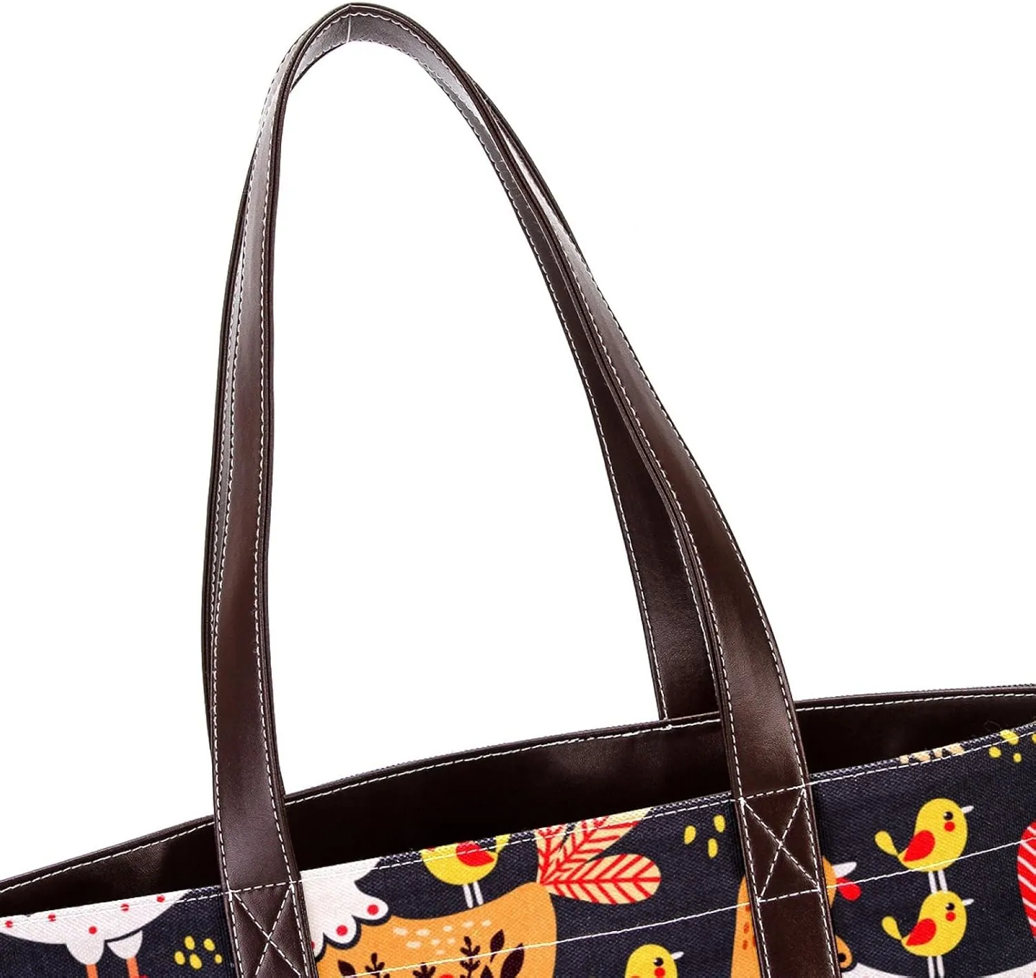Colorful Rooster Chicken Fashion Leather Purse Bag for Women Top Handle Ladies Shoulder Bags with Pockets Zipper