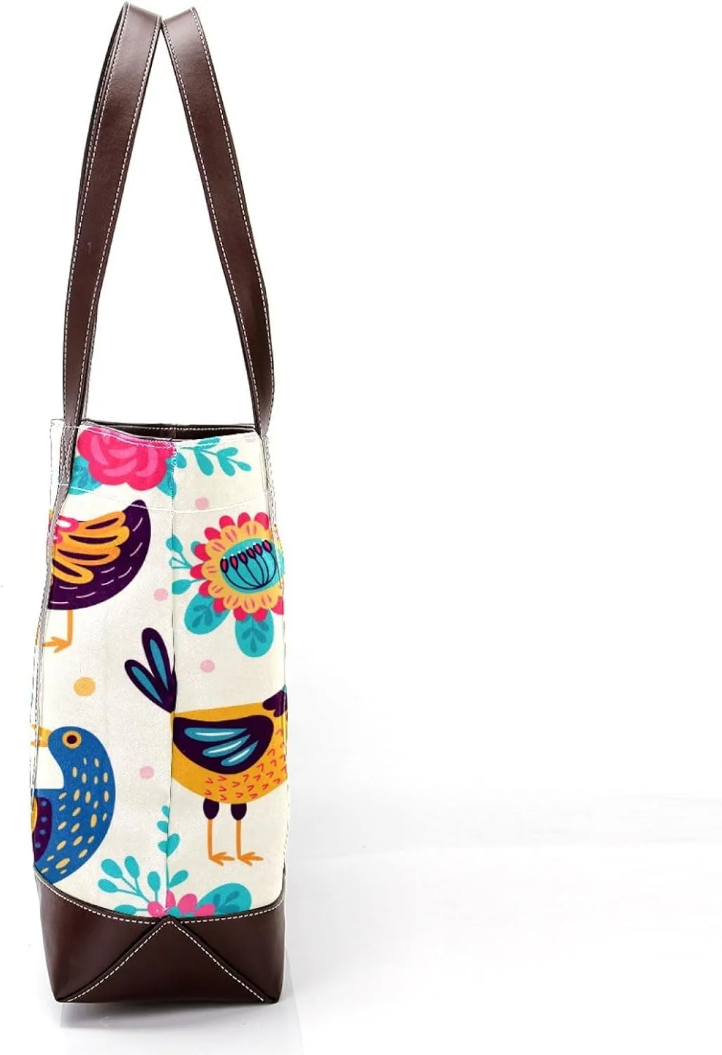 Colorful Rooster Chicken Fashion Leather Purse Bag for Women Top Handle Ladies Shoulder Bags with Pockets Zipper